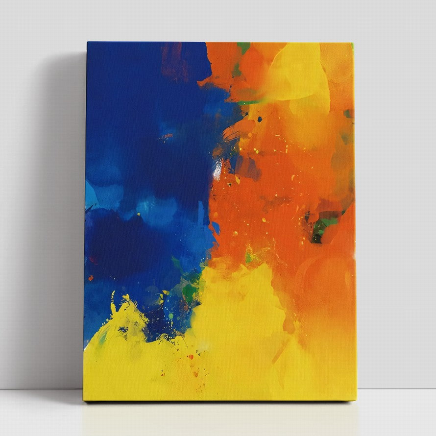 Orange - Blue Ablaze of Colors Abstract Painting