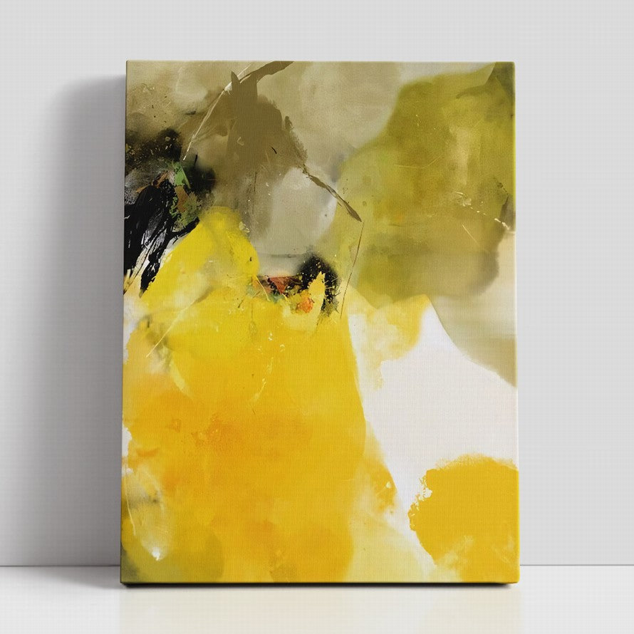 Yellow and Olive Splash of Colors Abstract Painting