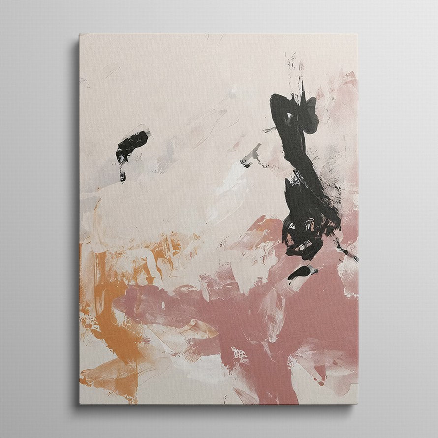 White over Pastel Pink Splash Abstract Painting