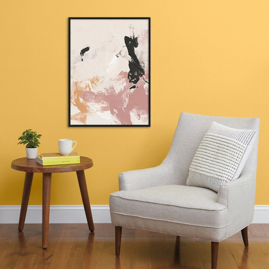 White over Pastel Pink Splash Abstract Painting