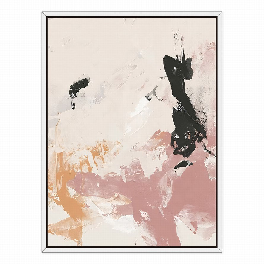 White over Pastel Pink Splash Abstract Painting