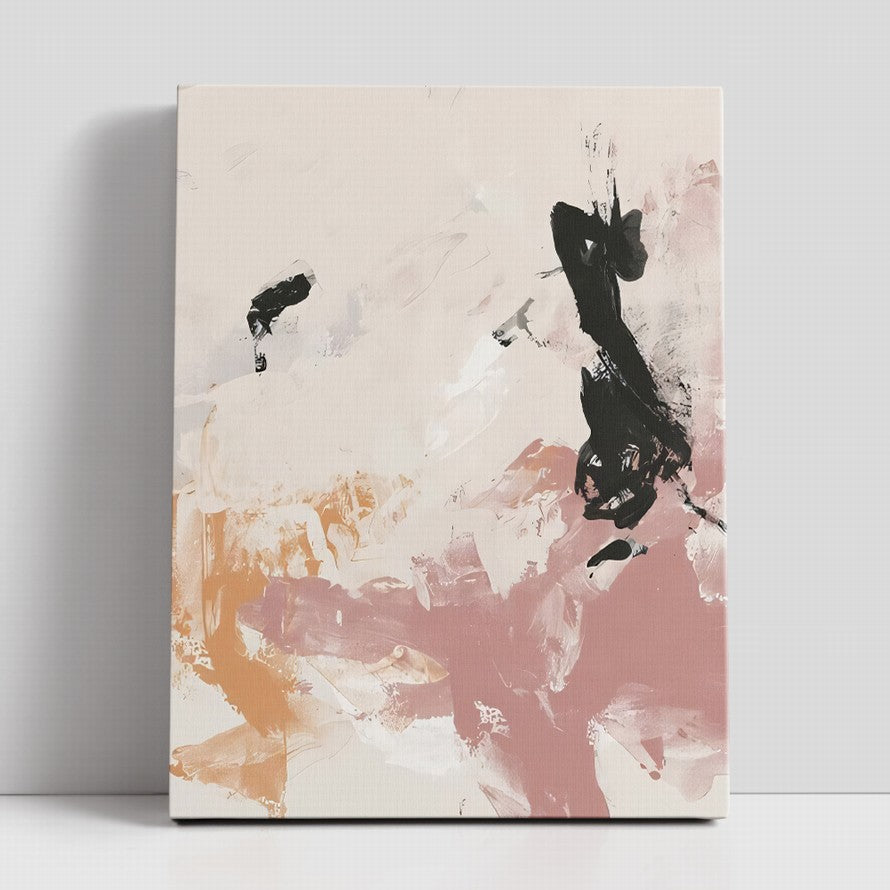 White over Pastel Pink Splash Abstract Painting