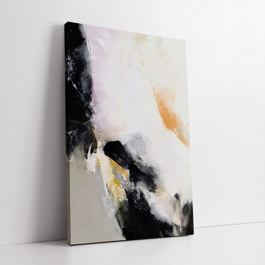 Pink and Black Splash of Abstract Painting