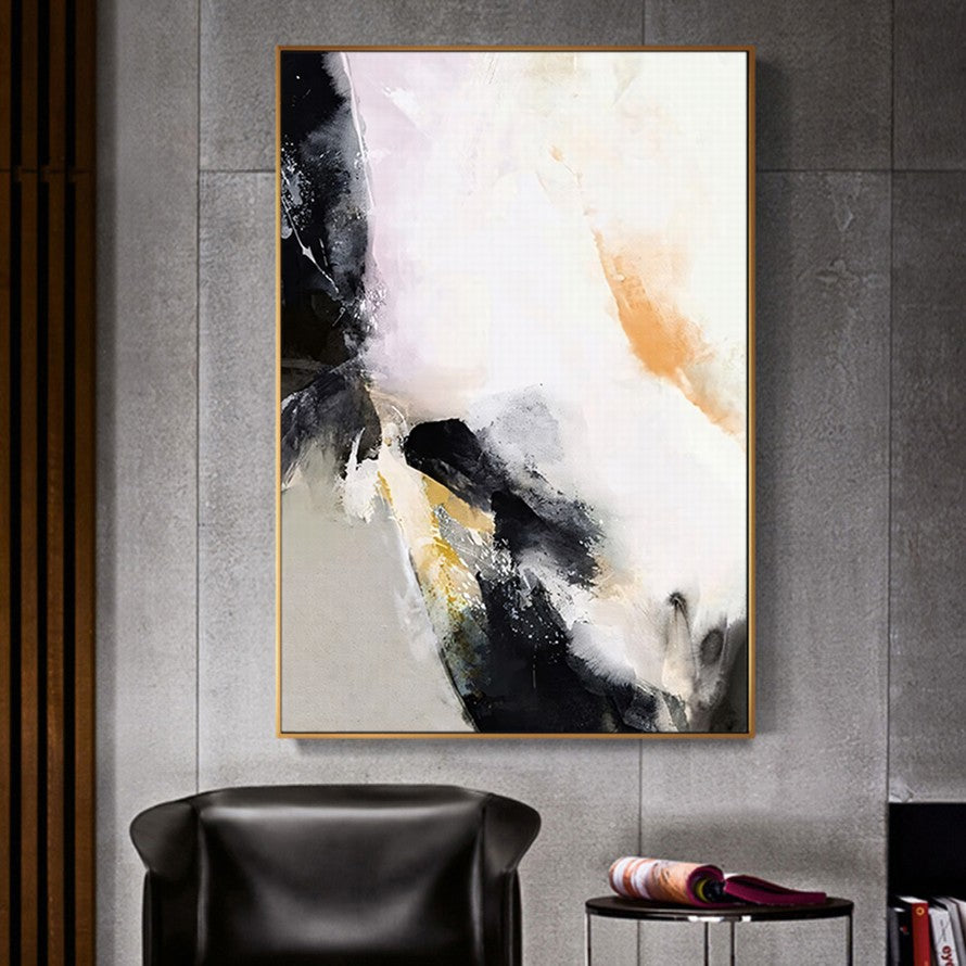 Pink and Black Splash of Abstract Painting