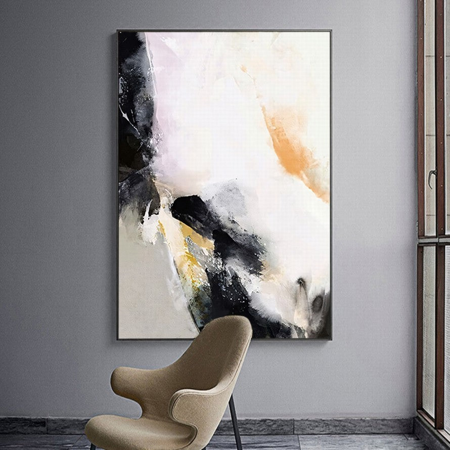 Pink and Black Splash of Abstract Painting