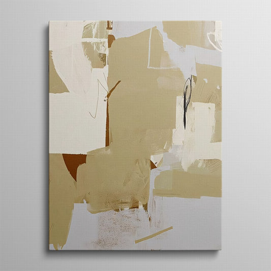 Combination of Beige and White Tones Abstract Painting