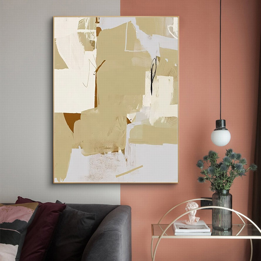 Combination of Beige and White Tones Abstract Painting