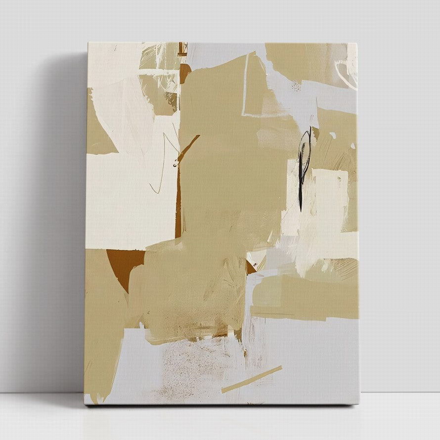 Combination of Beige and White Tones Abstract Painting