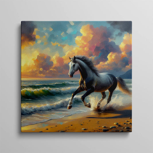Majestic Horses Seaside Sprint Canvas