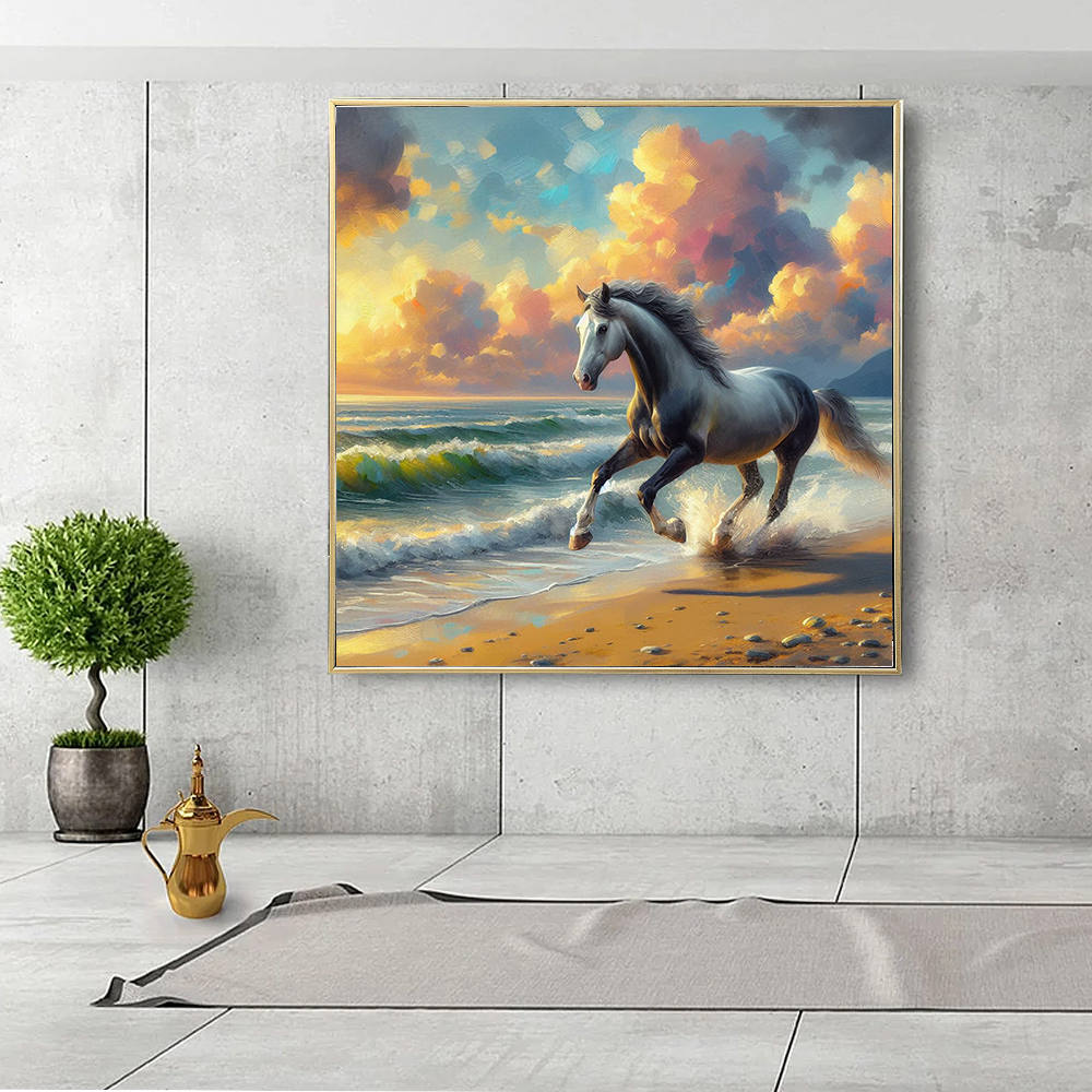 Majestic Horses Seaside Sprint Canvas