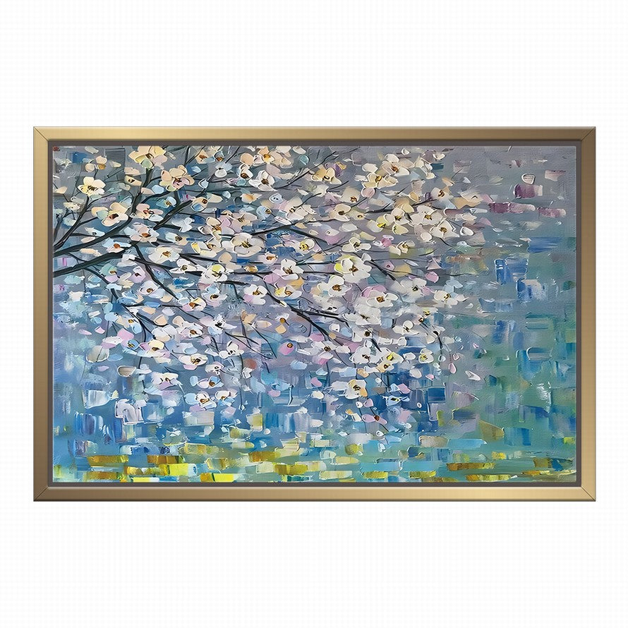 Sakura's Soft Pink Embrace Oil Canvas