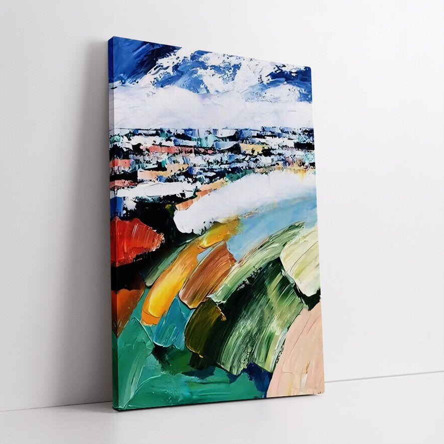 City Escape with Mountain Views Abstract Painting