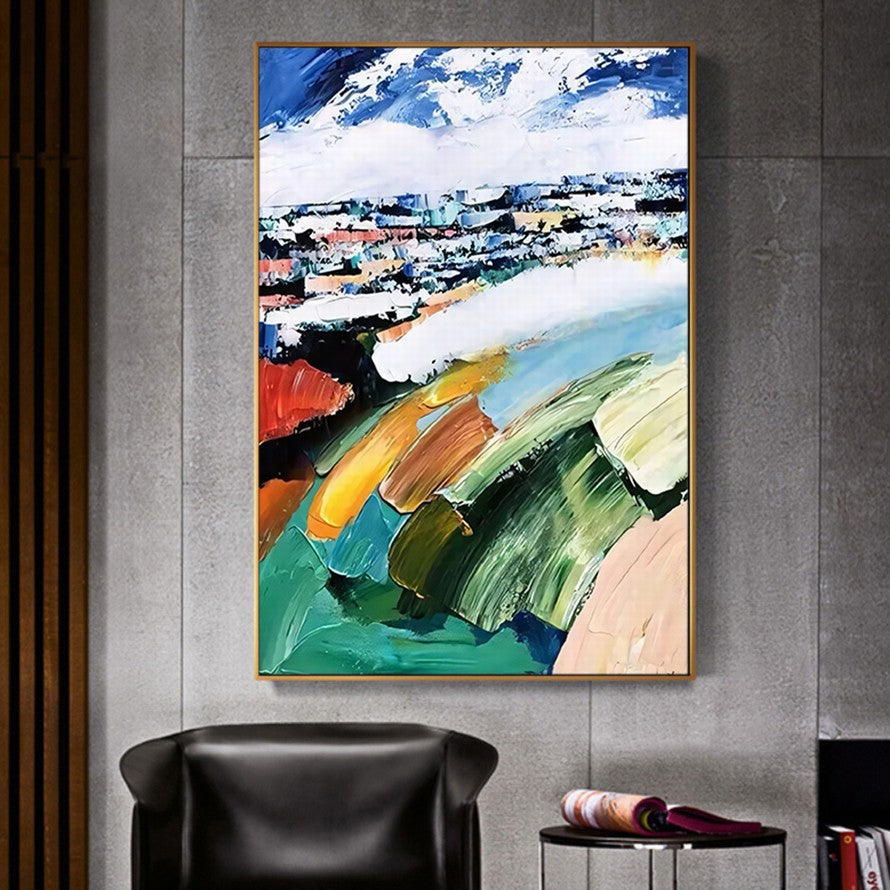 City Escape with Mountain Views Abstract Painting