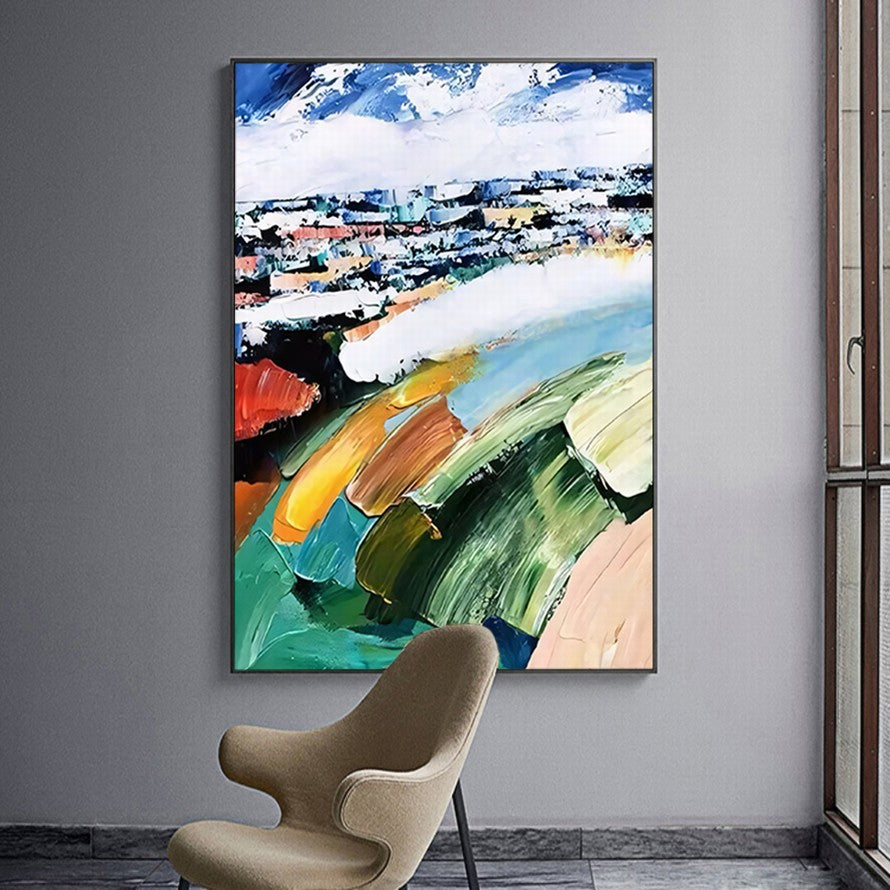 City Escape with Mountain Views Abstract Painting
