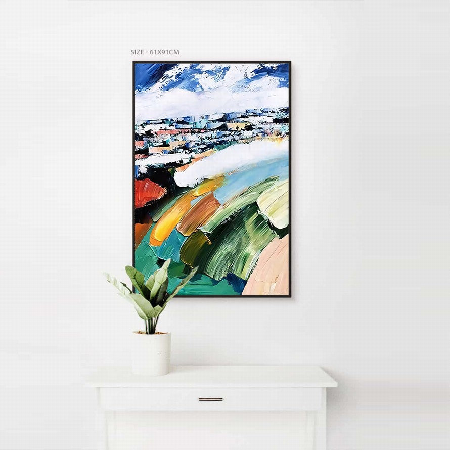 City Escape with Mountain Views Abstract Painting