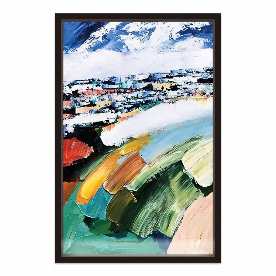 City Escape with Mountain Views Abstract Painting
