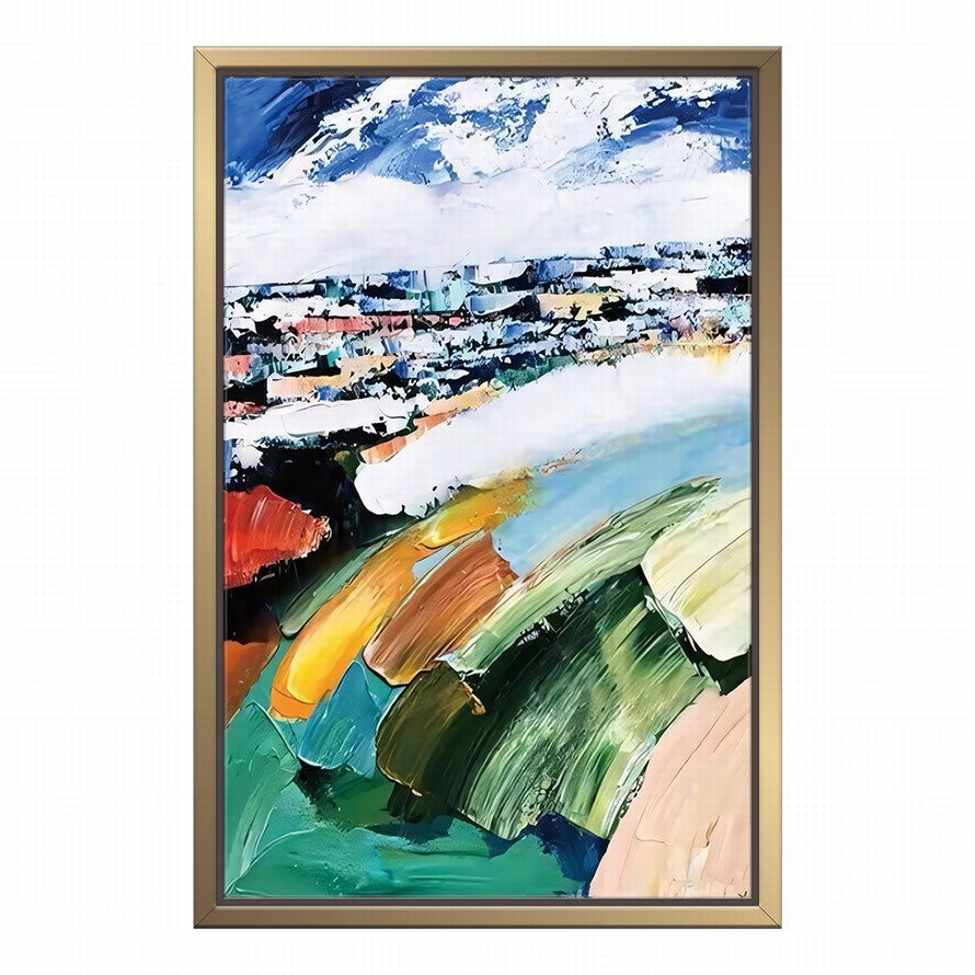 City Escape with Mountain Views Abstract Painting