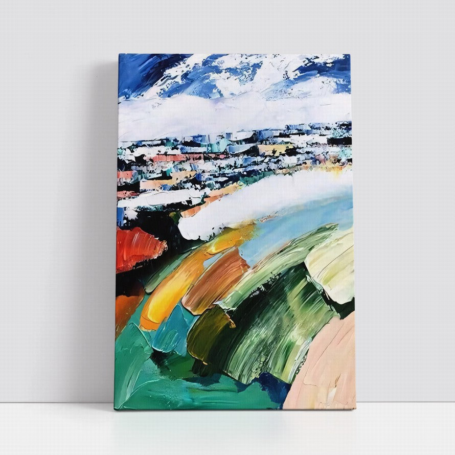 City Escape with Mountain Views Abstract Painting
