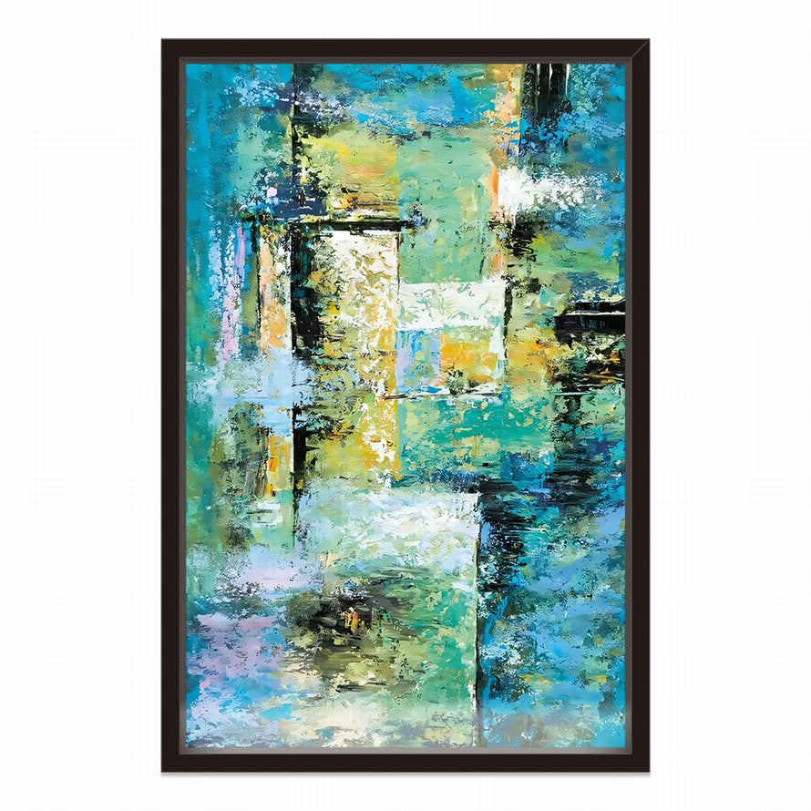 Splash of Blue - Green Hues Abstract Oil Canvas