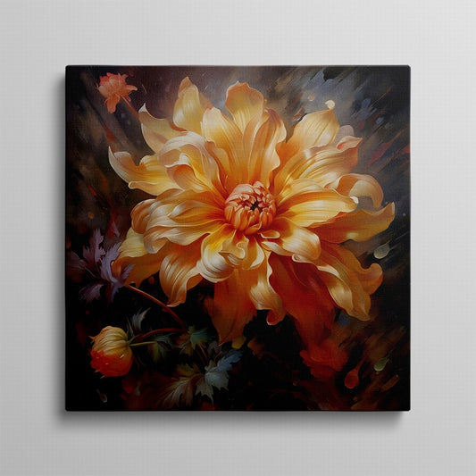 Bloom of Fiery Hues Oil Canvas