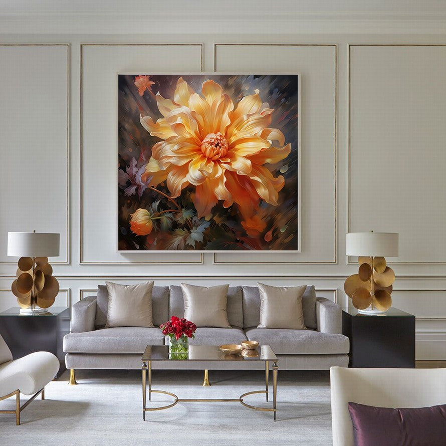Bloom of Fiery Hues Oil Canvas