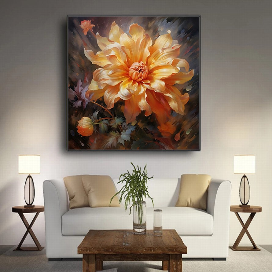 Bloom of Fiery Hues Oil Canvas