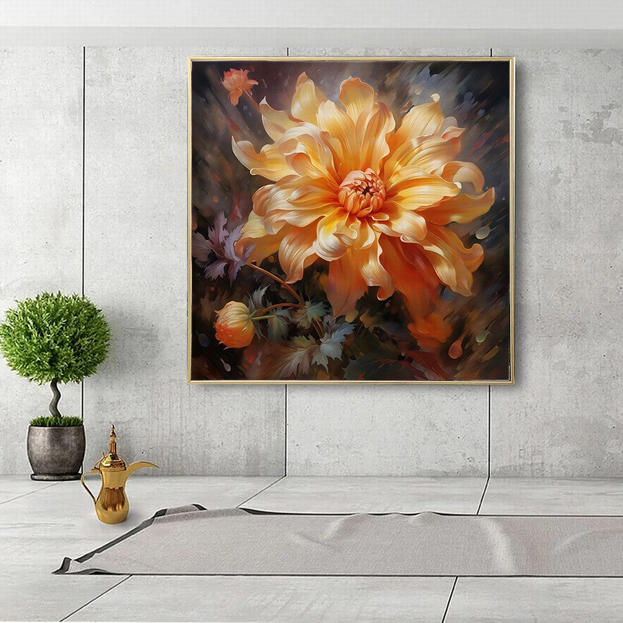 Bloom of Fiery Hues Oil Canvas