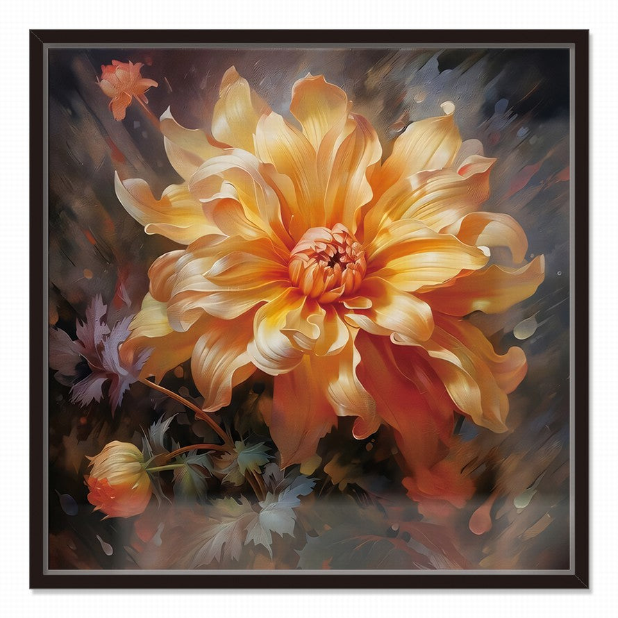 Bloom of Fiery Hues Oil Canvas