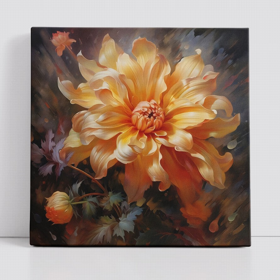 Bloom of Fiery Hues Oil Canvas