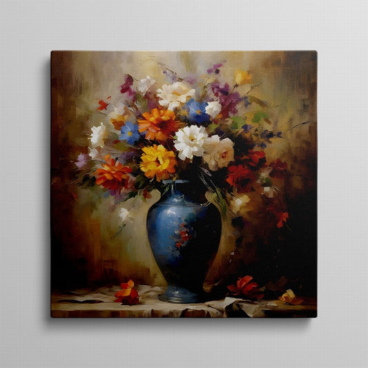 Vase, Blooms, Light, Shadow Oil Canvas