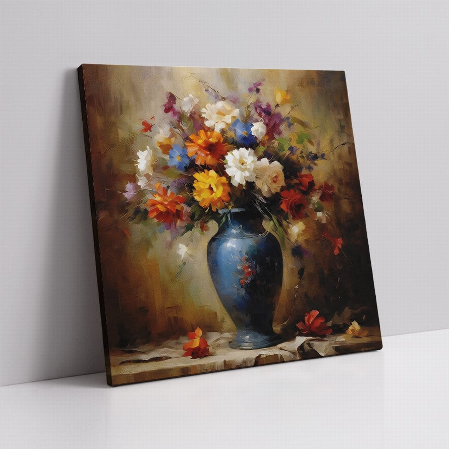 Vase, Blooms, Light, Shadow Oil Canvas