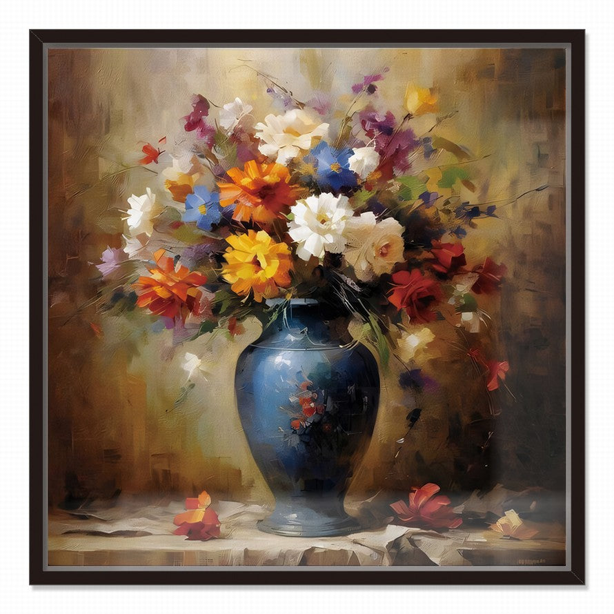 Vase, Blooms, Light, Shadow Oil Canvas