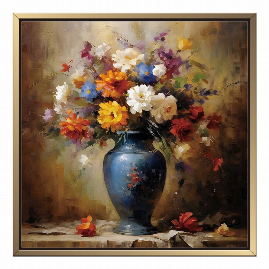 Vase, Blooms, Light, Shadow Oil Canvas