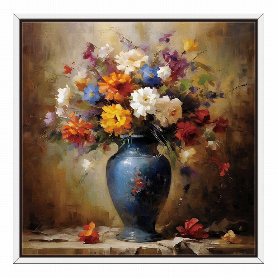 Vase, Blooms, Light, Shadow Oil Canvas