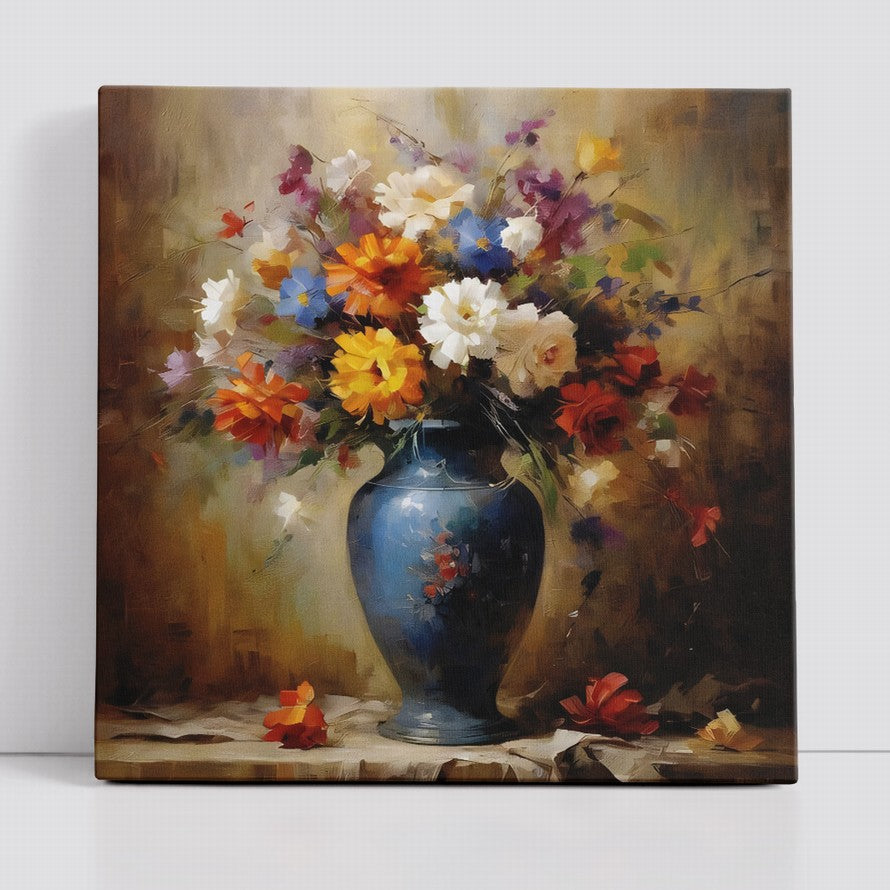 Vase, Blooms, Light, Shadow Oil Canvas