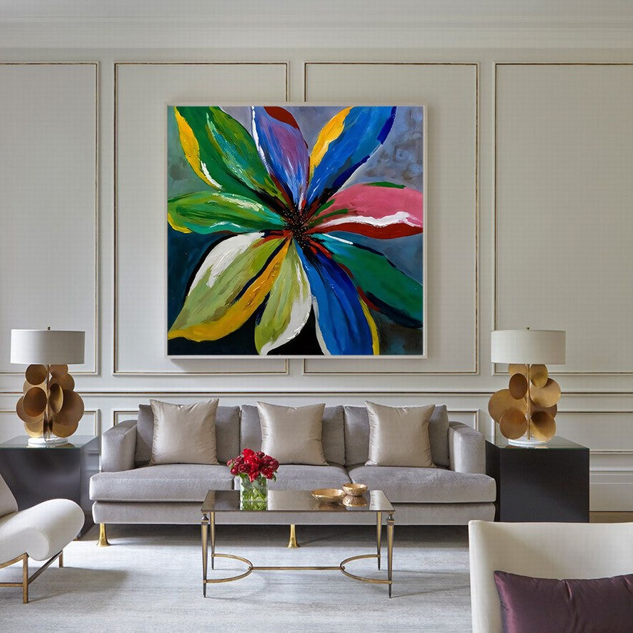 Rainbow Hues, Floral Dance Oil Canvas