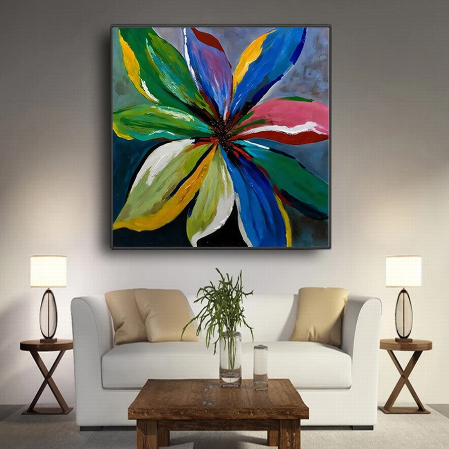 Rainbow Hues, Floral Dance Oil Canvas
