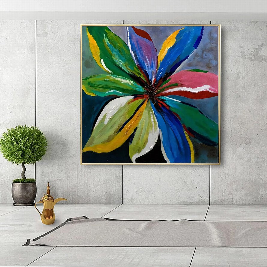 Rainbow Hues, Floral Dance Oil Canvas