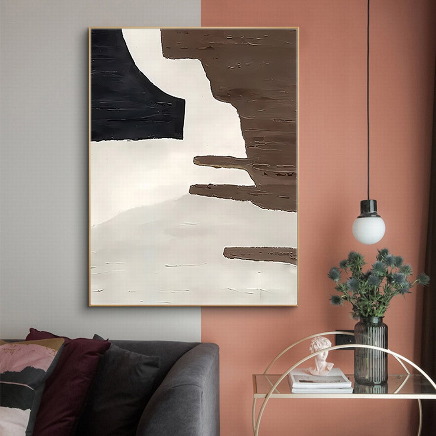 Black, Brown, Cream Oil Canvas