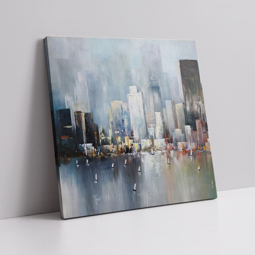 City View from Waters Abstract Oil Painting