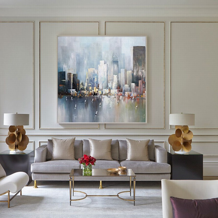 City View from Waters Abstract Oil Painting