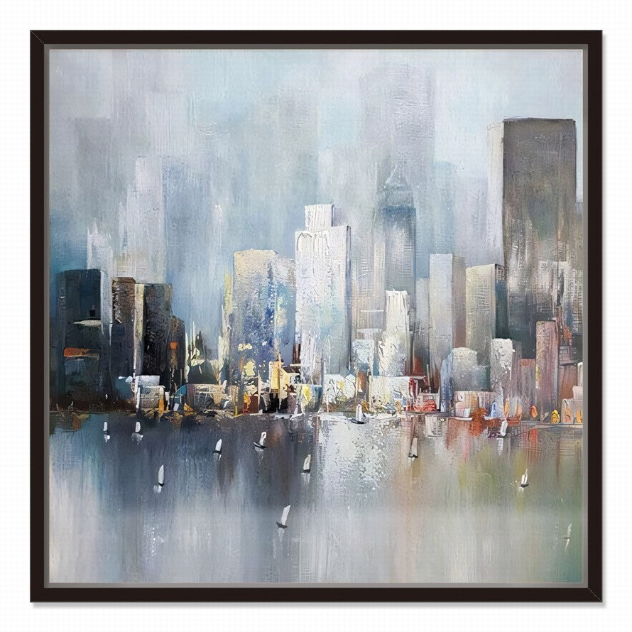 City View from Waters Abstract Oil Painting