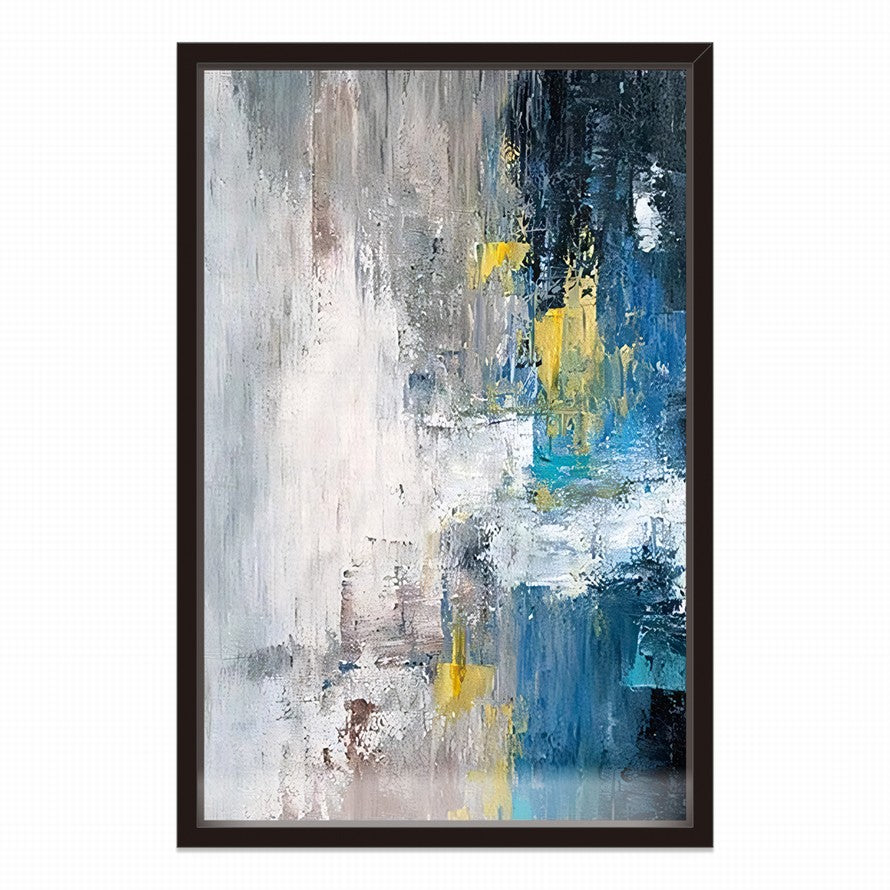 Azure Dreams, Golden Realms Abstract Oil Canvas