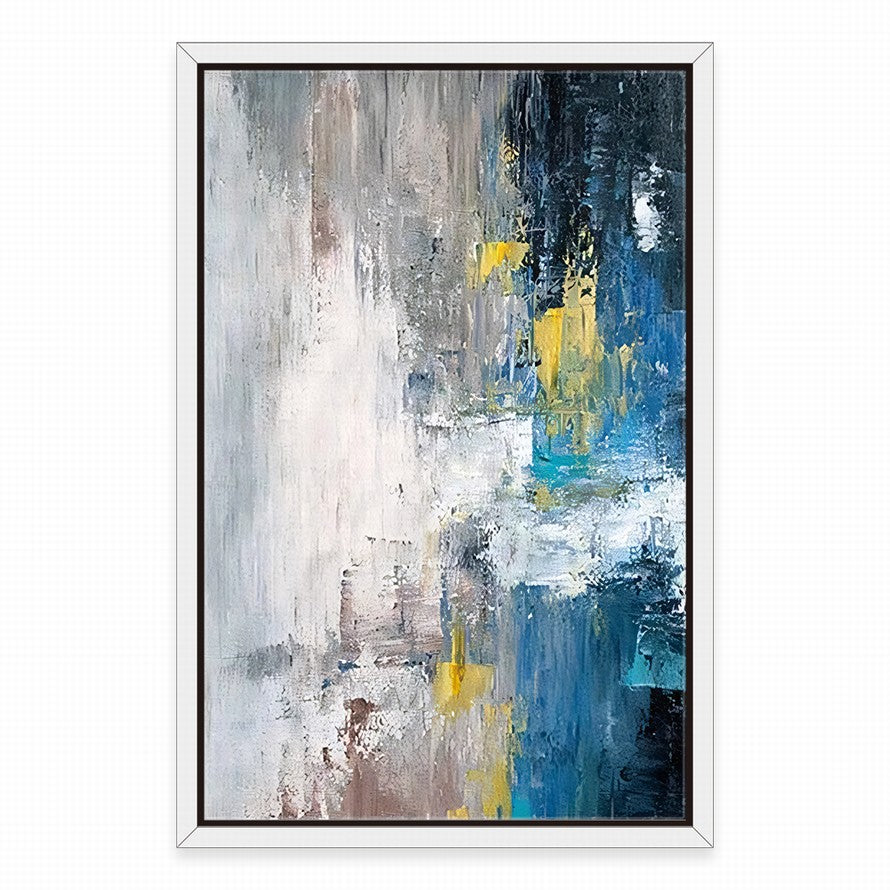 Azure Dreams, Golden Realms Abstract Oil Canvas