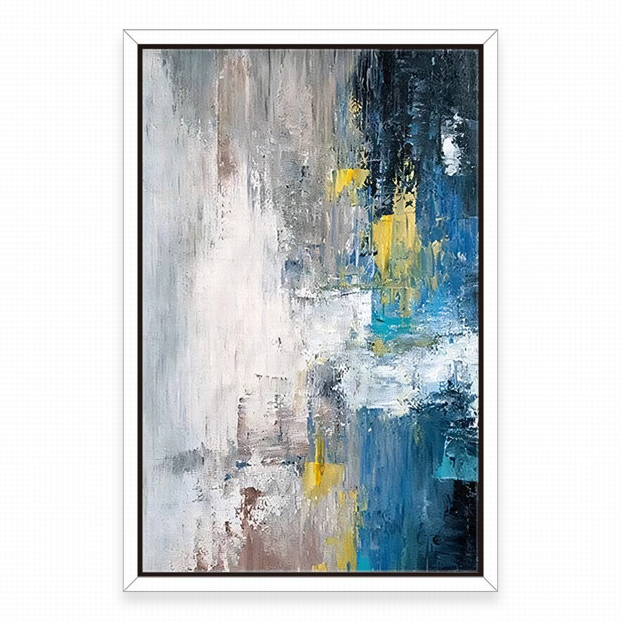 Azure Dreams, Golden Realms Abstract Oil Canvas