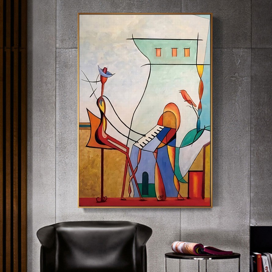 Eclectic Illustration of Flowers and a Building Canvas