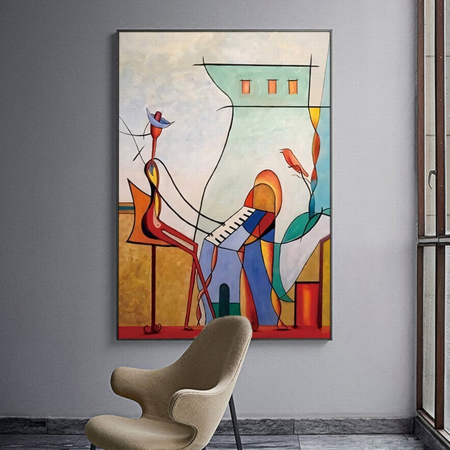 Eclectic Illustration of Flowers and a Building Canvas