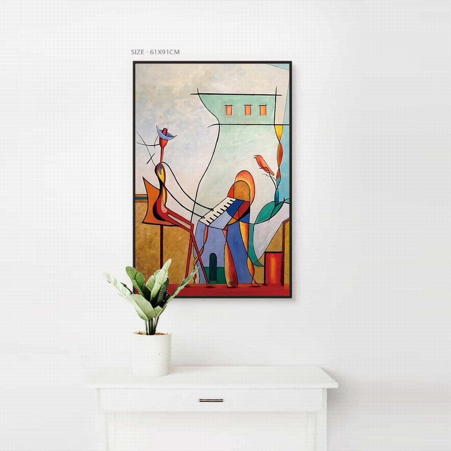 Eclectic Illustration of Flowers and a Building Canvas