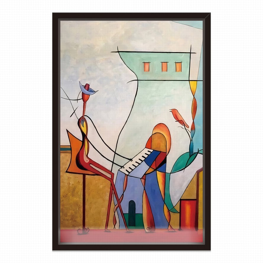 Eclectic Illustration of Flowers and a Building Canvas