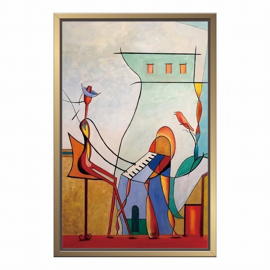 Eclectic Illustration of Flowers and a Building Canvas
